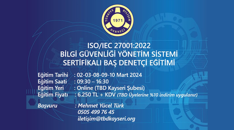 ISO/IEC 27001:2022 Bilgi Güvenliği Yönetim Sistemi Başdenetçi Eğitimi