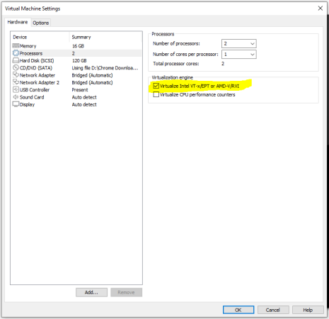 Vmware CPU settings