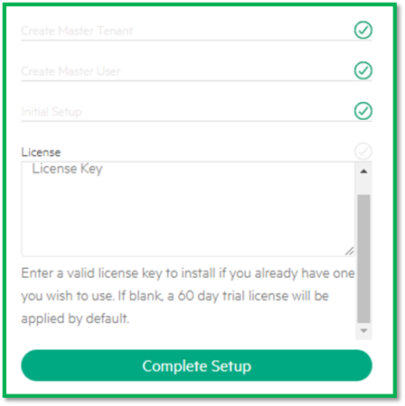 Morpheus Appliance setup license.