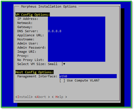 HPE VM Console Morpheus Installation Options